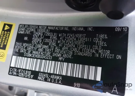 2011 Toyota Highlander Se V6 from USA, damaged, VIN 5TDBK3EH0BS045233